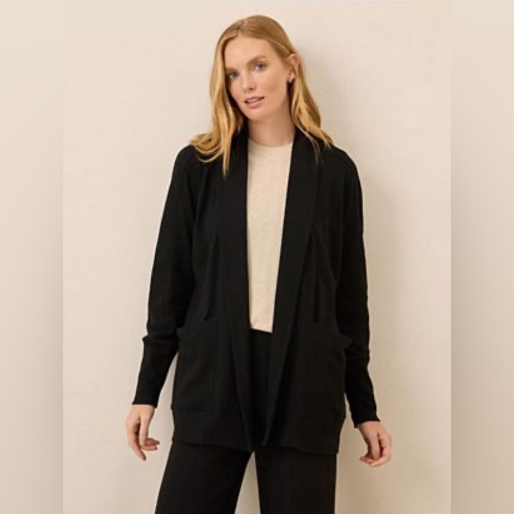 Pact Black Open-Front Long Sleeve Cardigan